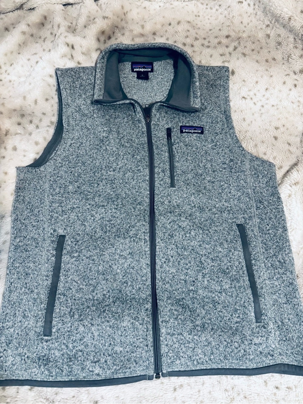 Patagonia Men’s Gray Fleece Vest with Zip Pockets
